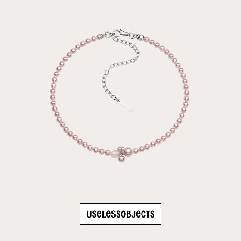 Essential pearl pink crystal necklace