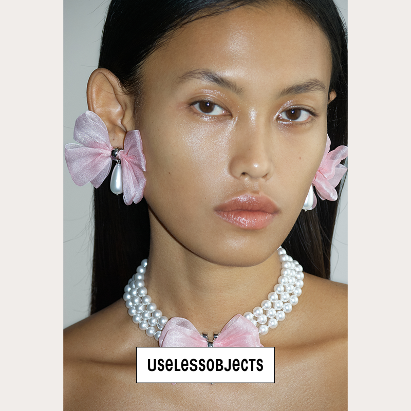 Bow Ribbon Layered Pearl Necklace