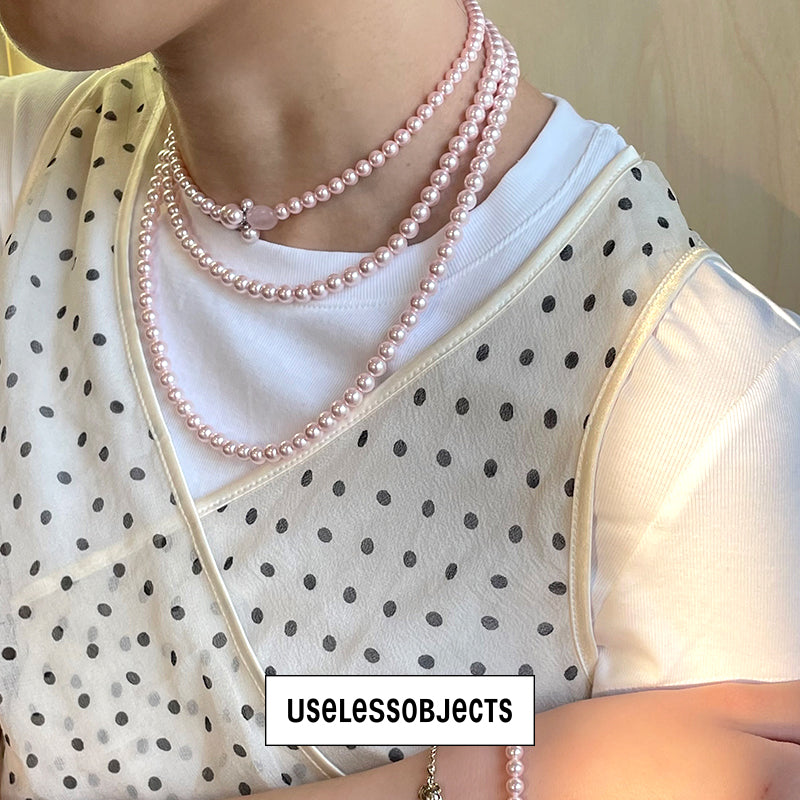 Essential pearl pink crystal necklace
