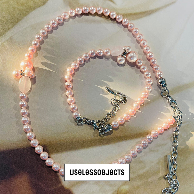 Essential pearl pink crystal necklace