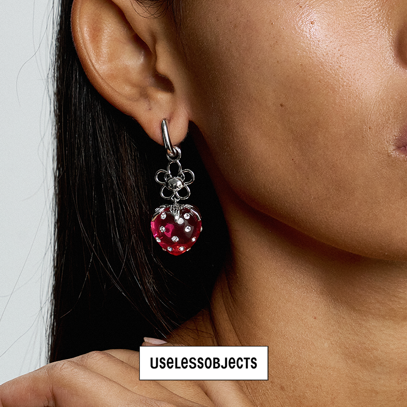 Feifei Fairy Strawberry Single Hoop Earring