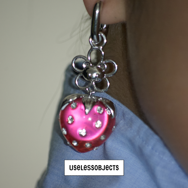 Feifei Fairy Strawberry Single Hoop Earring