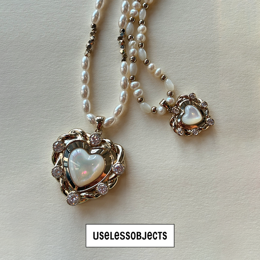 Uheart Large Heart Pearl & Silver Necklace