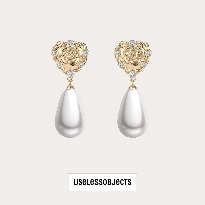 Lumos Rose Love Drop Pearl Earrings