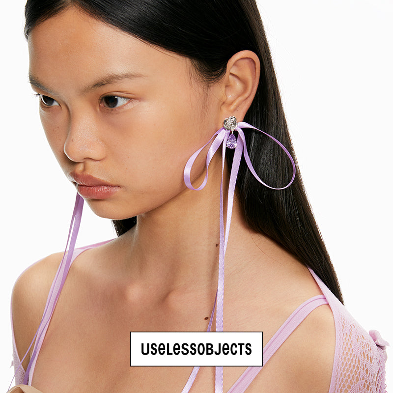 Guigui Rose Bow Ribbon Earrings