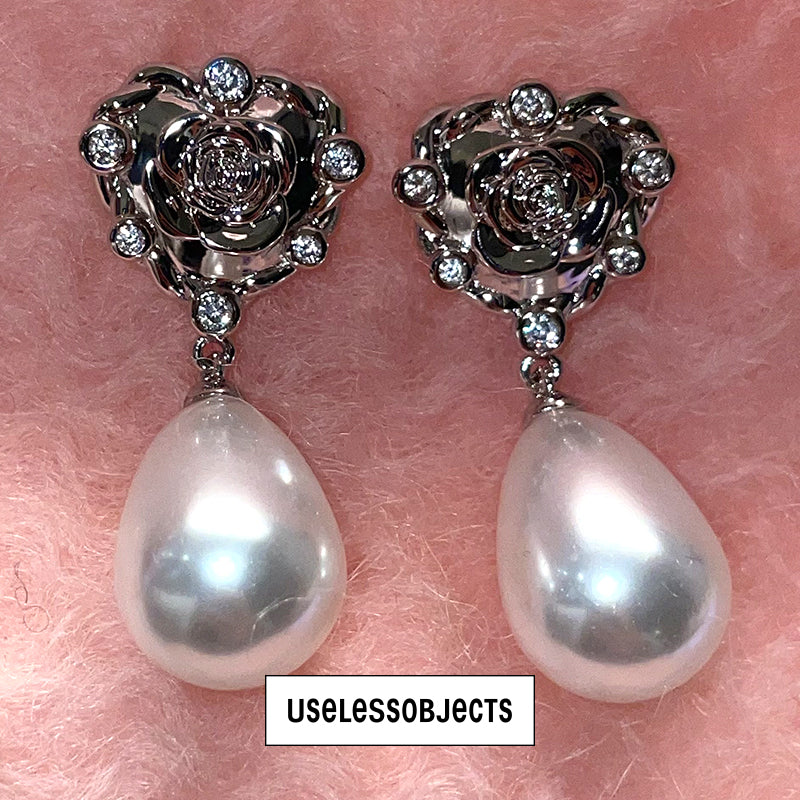 Lumos Rose Love Drop Pearl Earrings