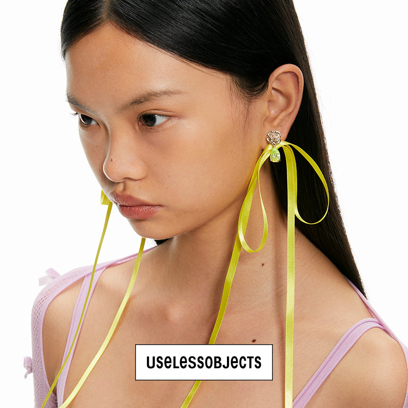 Guigui Rose Bow Ribbon Earrings