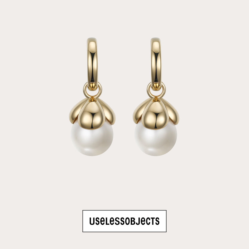 Essential Single Petal Pearl Earrings